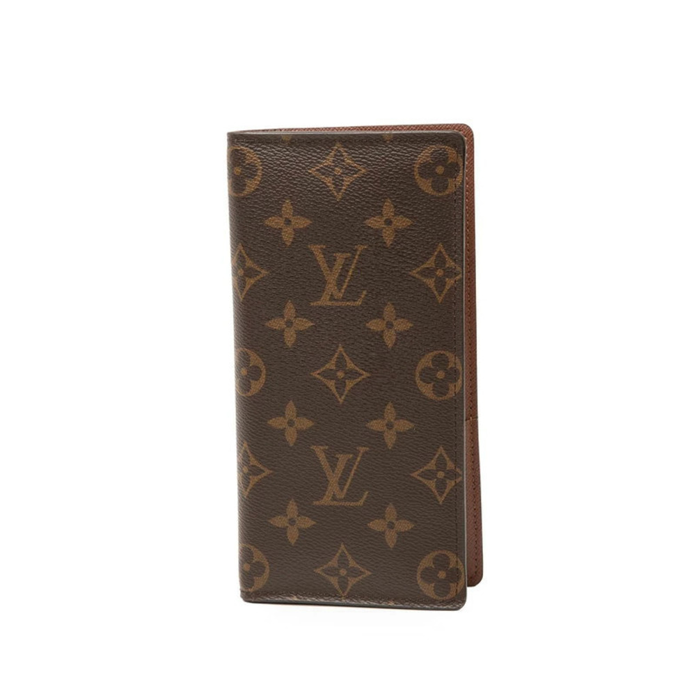 Louis Vuitton Monogram Portefeuille Brazza Long Wallet Brown Leather
